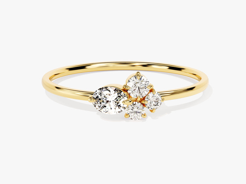 Cluster Diamond Birthstone Ring in 14K Solid Gold