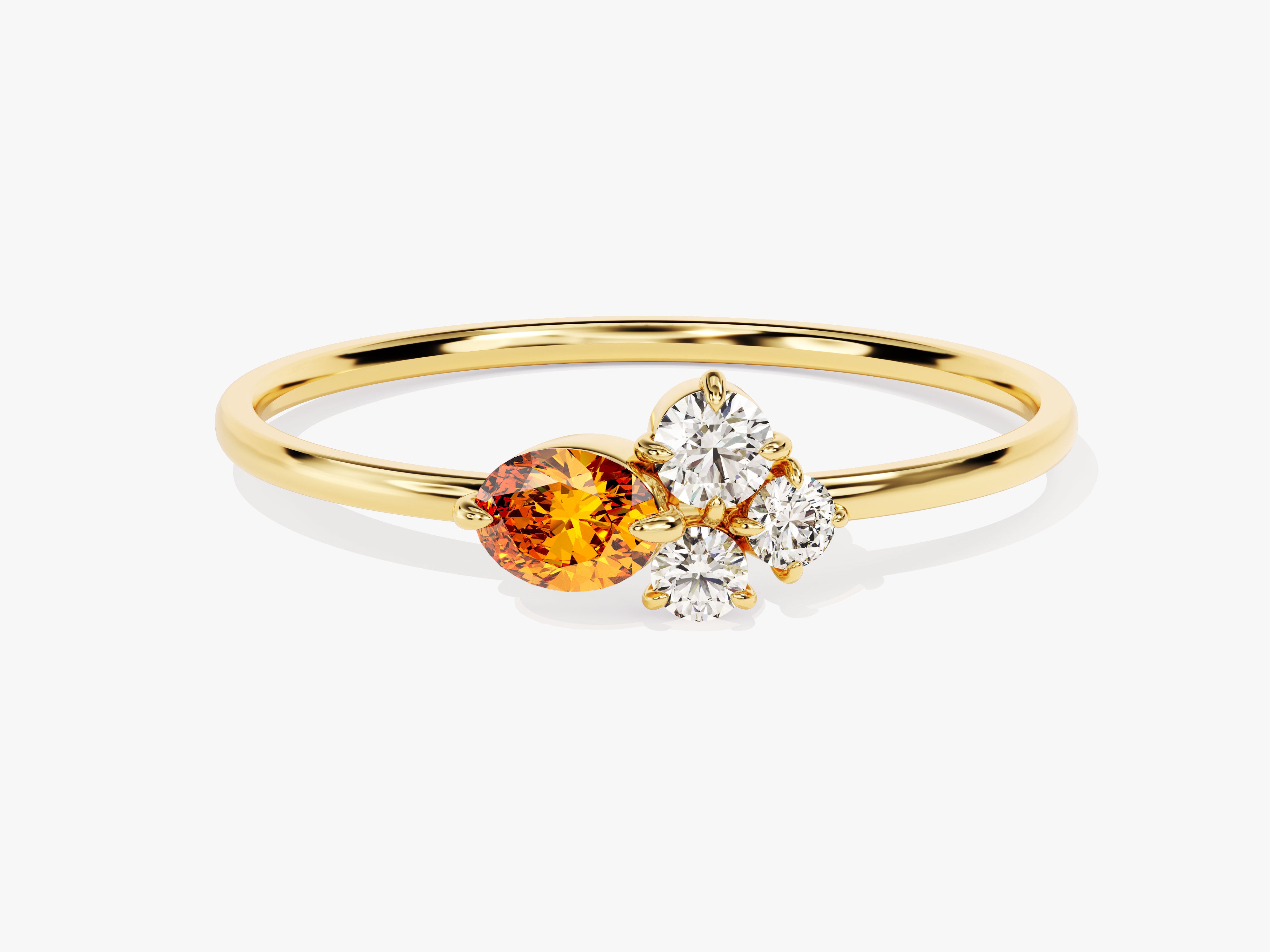 Cluster Citrine Ring in 14K Solid Gold