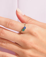 Round Cut Birthstone Mother's Ring in 14k Solid Gold