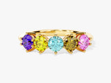 Round Cut Birthstone Family Ring