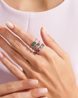 Round Cut Birthstone Mother's Ring in 14k Solid Gold