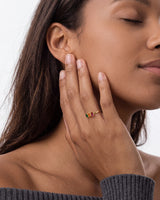Milgrain Accent Pear-Cut Multi Stone Birthstone Ring