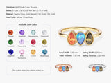 Milgrain Accent Pear-Cut Multi Stone Birthstone Ring
