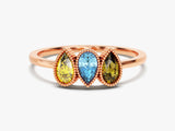 Milgrain Accent Pear-Cut Multi Stone Birthstone Ring