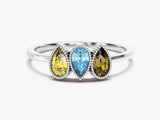 Milgrain Accent Pear-Cut Multi Stone Birthstone Ring