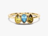 Milgrain Accent Pear-Cut Multi Stone Birthstone Ring