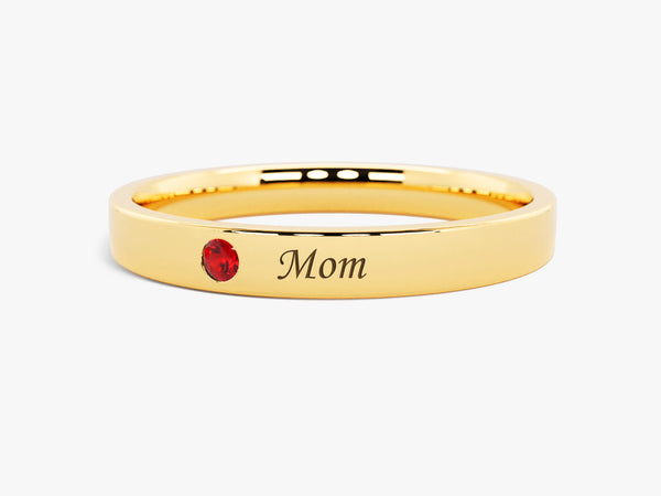 14k Gold Birthstone Mom Ring
