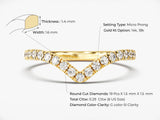V-shaped diamond ring, micro prong setting, 14k/18k gold