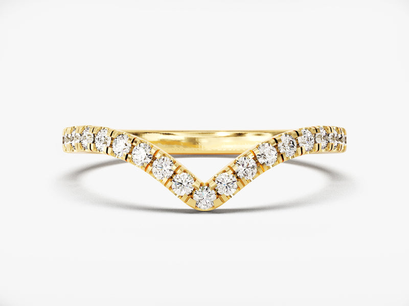 Gold chevron ring with diamonds, fine jewelry