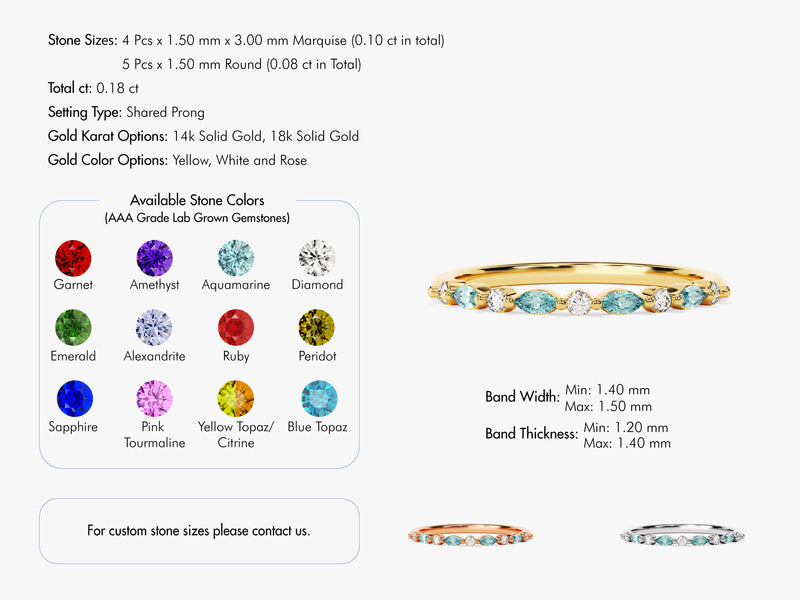 Marquise and Round Birthstone Ring