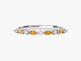 Marquise and Round Citrine Ring in 14K Solid Gold