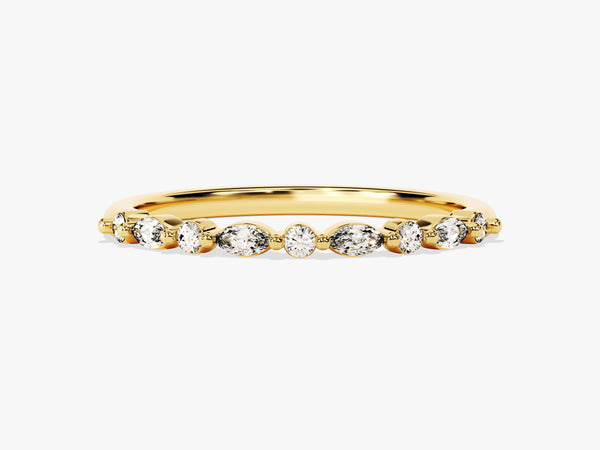 Marquise and Round Diamond Birthstone Ring in 14K Solid Gold