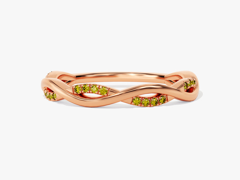 Twisted Infinity Peridot Ring in 14K Solid Gold