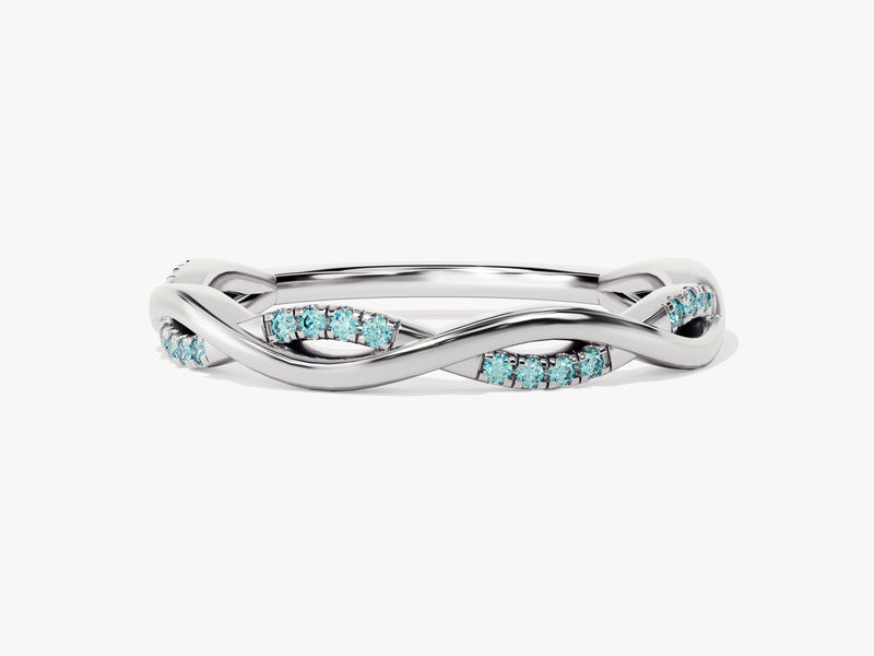 Twisted Infinity Aquamarine Ring in 14K Solid Gold