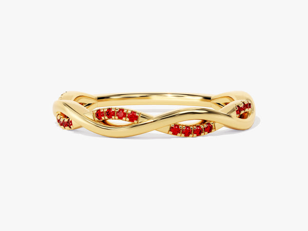 Twisted Infinity Garnet Ring in 14K Solid Gold