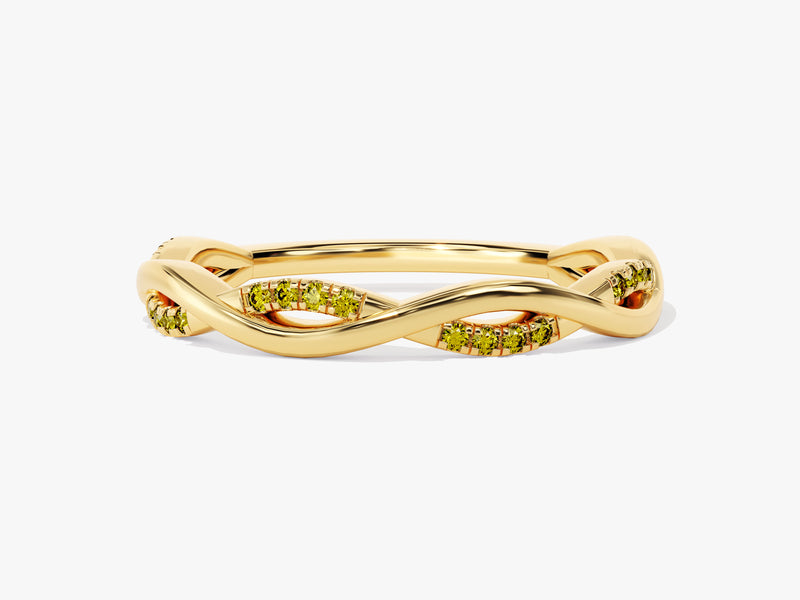 Twisted Infinity Peridot Ring in 14K Solid Gold