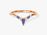 Alternating Curved Sapphire Ring in 14K Solid Gold