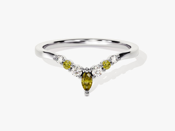 Alternating Curved Peridot Ring in 14K Solid Gold