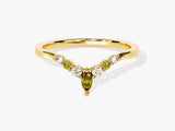 Alternating Curved Peridot Ring in 14K Solid Gold