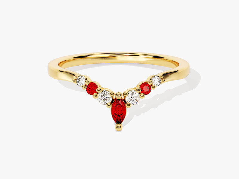 Alternating Curved Birthstone Ring