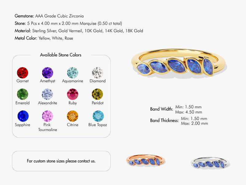 Bezel Marquise Birthstone Ring