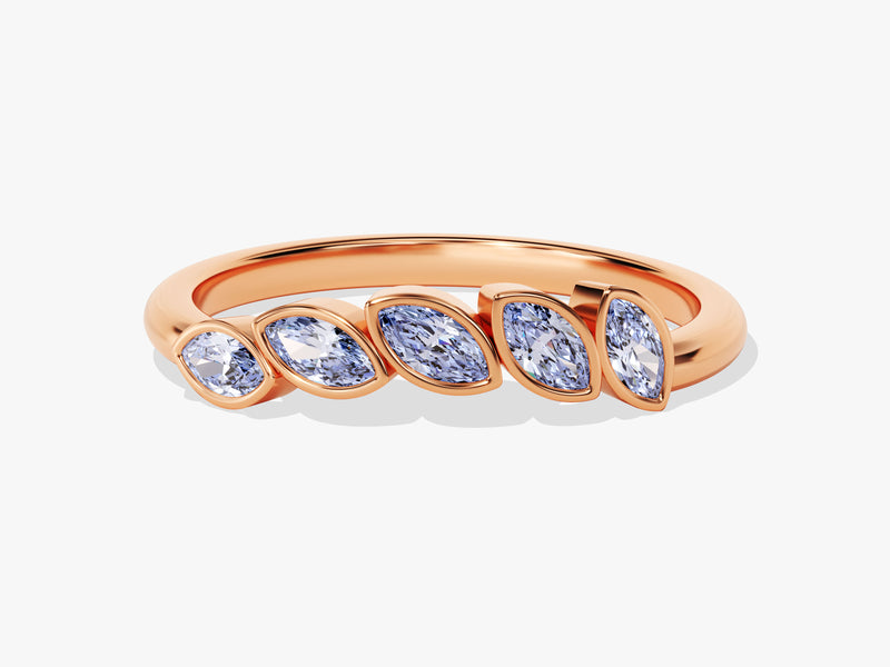 Bezel Marquise Alexandrite Ring in 14K Solid Gold