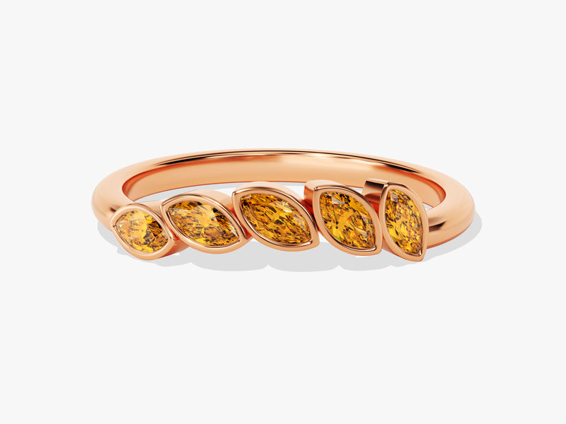 Bezel Marquise Citrine Ring in 14K Solid Gold