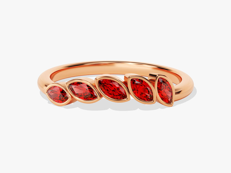 Bezel Marquise Garnet Ring in 14K Solid Gold