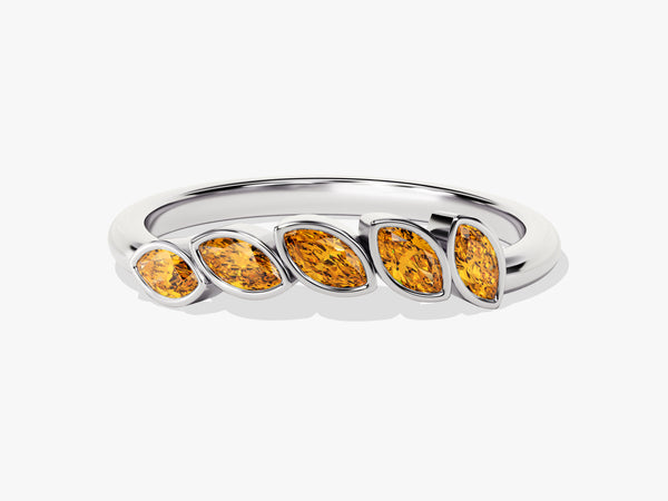 Bezel Marquise Citrine Ring in 14K Solid Gold