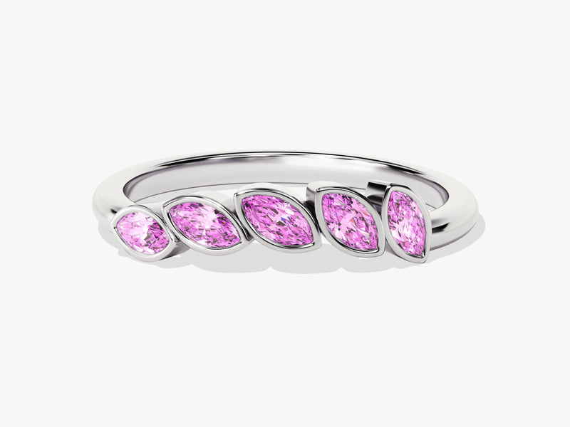 Bezel Marquise Pink Tourmaline Ring in 14K Solid Gold