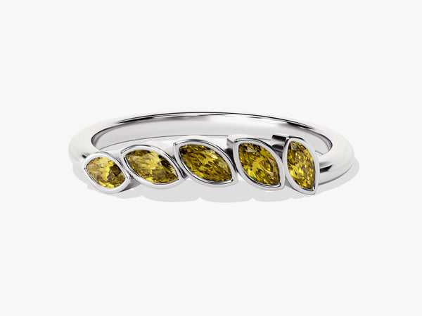 Bezel Marquise Peridot Ring in 14K Solid Gold