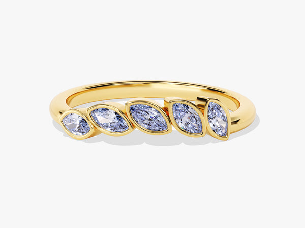 Bezel Marquise Alexandrite Ring in 14K Solid Gold