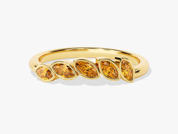 Bezel Marquise Citrine Ring in 14K Solid Gold