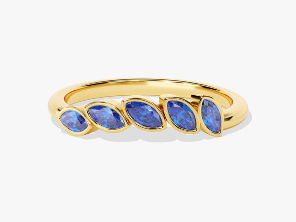 Bezel Marquise Sapphire Ring in 14K Solid Gold