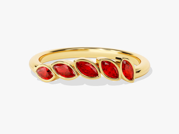 Bezel Marquise Ruby Ring in 14K Solid Gold