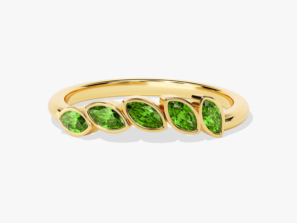 Bezel Marquise Emerald Ring in 14K Solid Gold