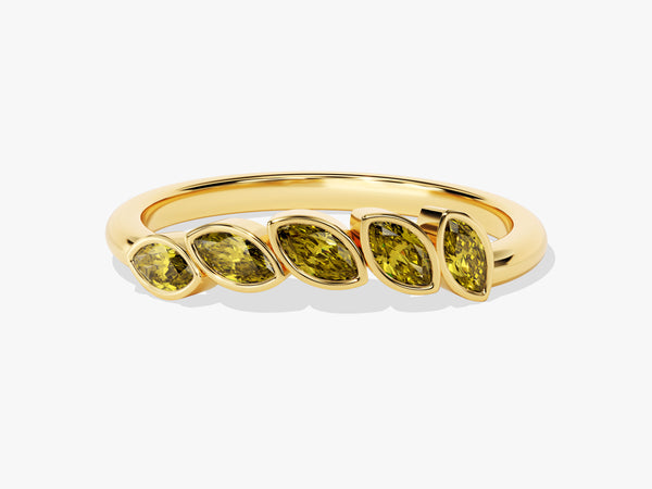 Bezel Marquise Peridot Ring in 14K Solid Gold