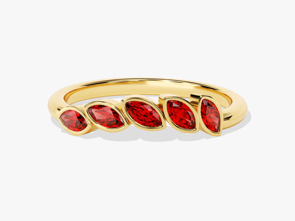 Bezel Marquise Garnet Ring in 14K Solid Gold