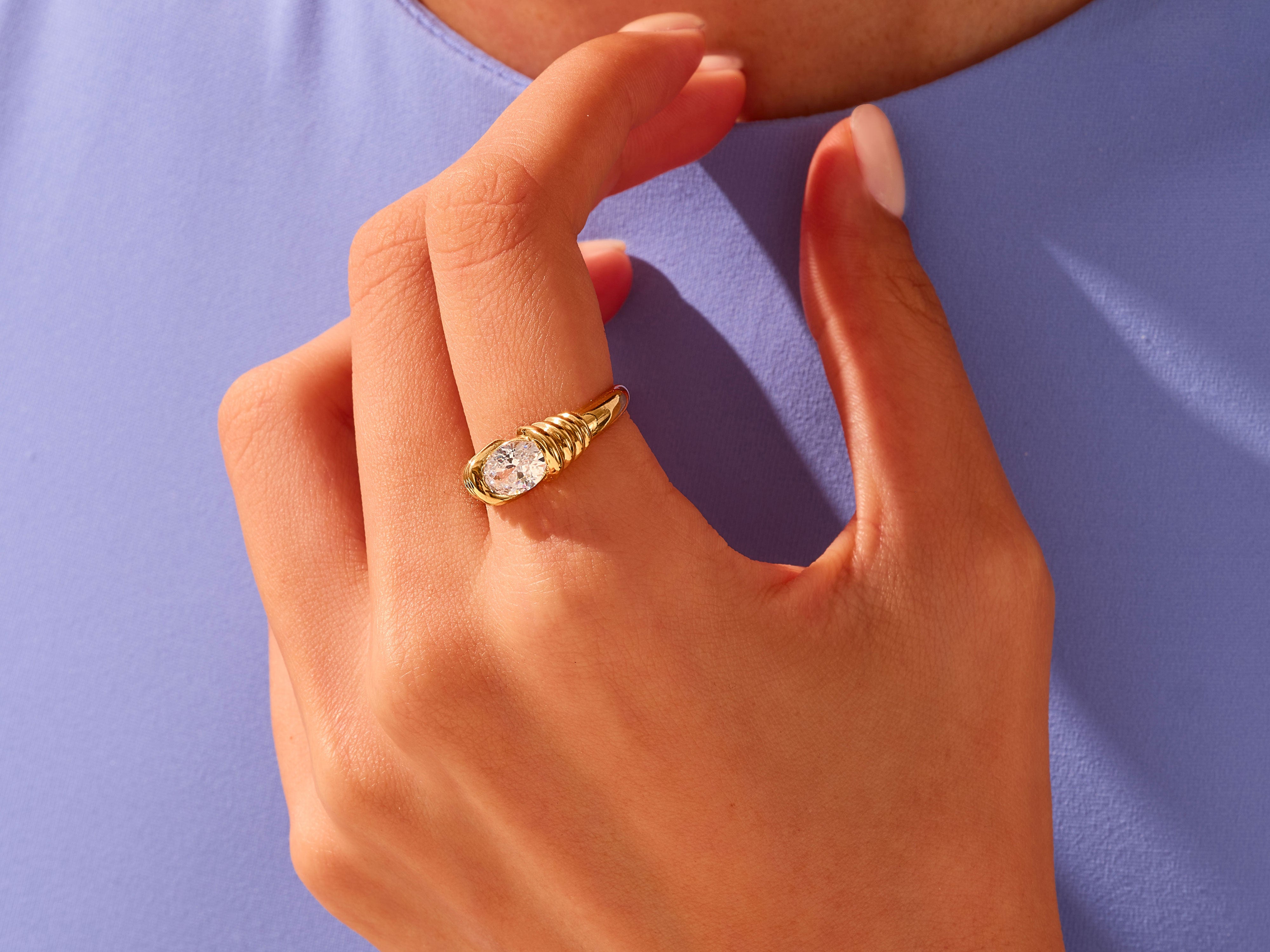 Bold Diamond Birthstone Ring in 14K Solid Gold