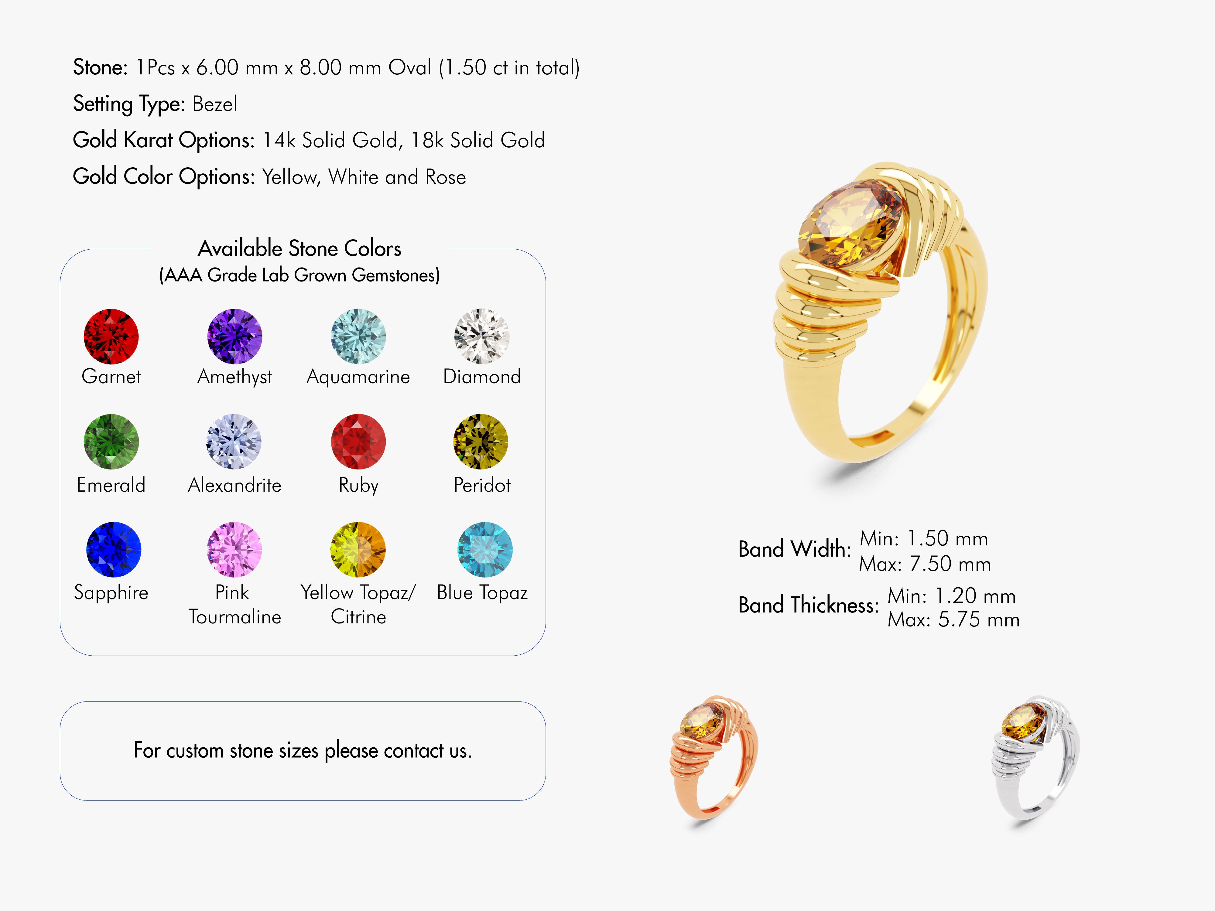 Bold Citrine Ring in 14K Solid Gold