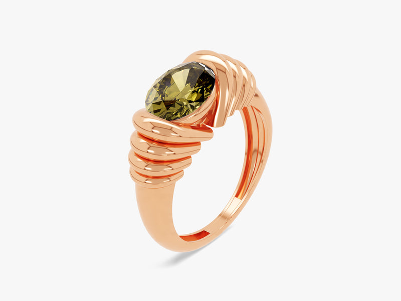 Bold Peridot Ring in 14K Solid Gold