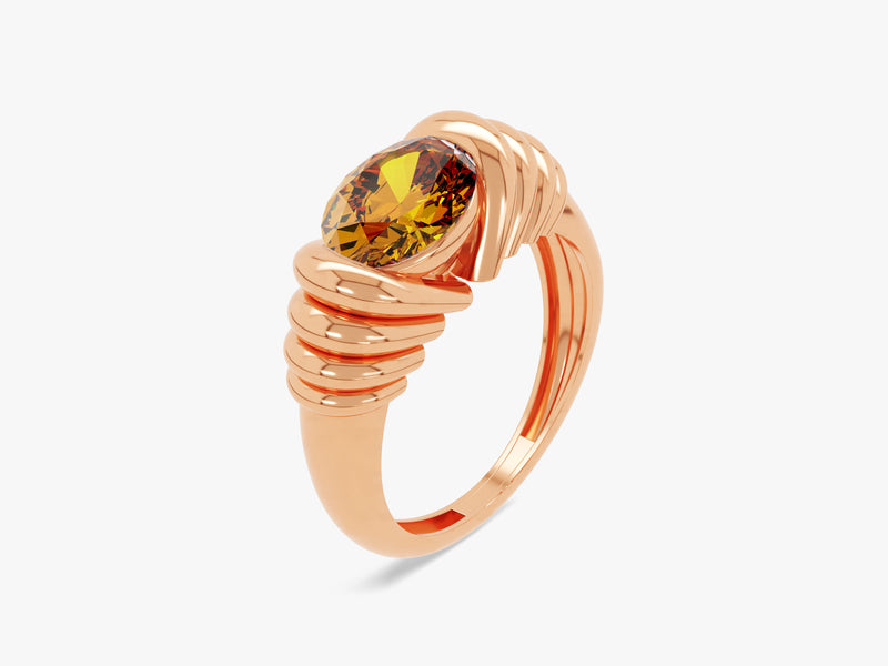 Bold Citrine Ring in 14K Solid Gold