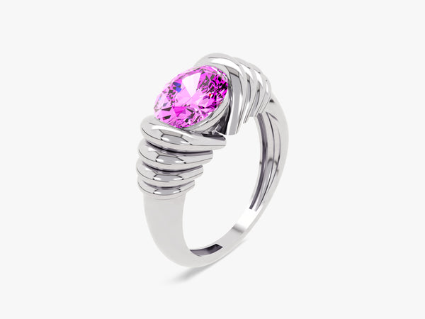 Bold Pink Tourmaline Ring in 14K Solid Gold