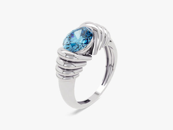 Bold Blue Topaz Ring in 14K Solid Gold