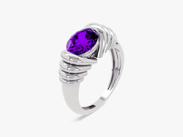 Bold Amethyst Ring in 14K Solid Gold
