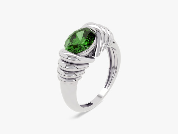 Bold Emerald Ring in 14K Solid Gold