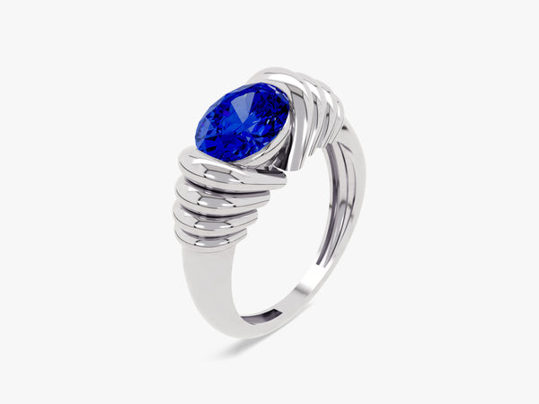 Bold Sapphire Ring in 14K Solid Gold