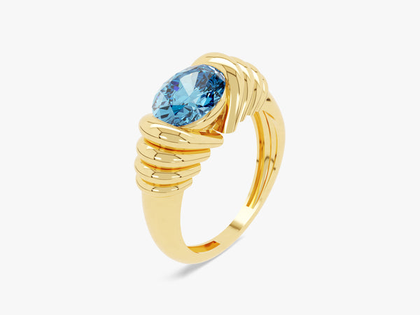 Bold Blue Topaz Ring in 14K Solid Gold