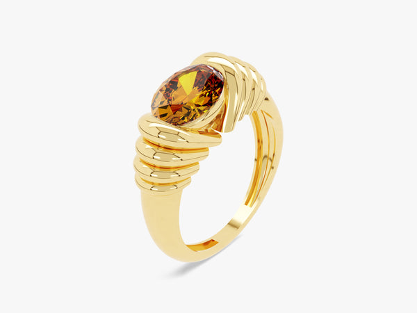 Bold Citrine Ring in 14K Solid Gold