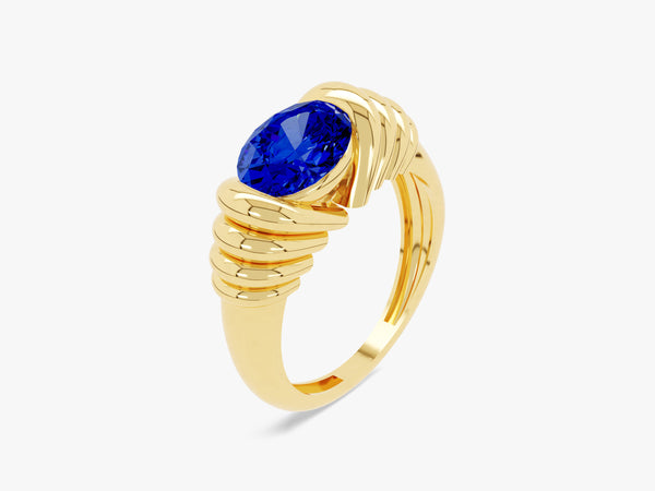 Bold Sapphire Ring in 14K Solid Gold
